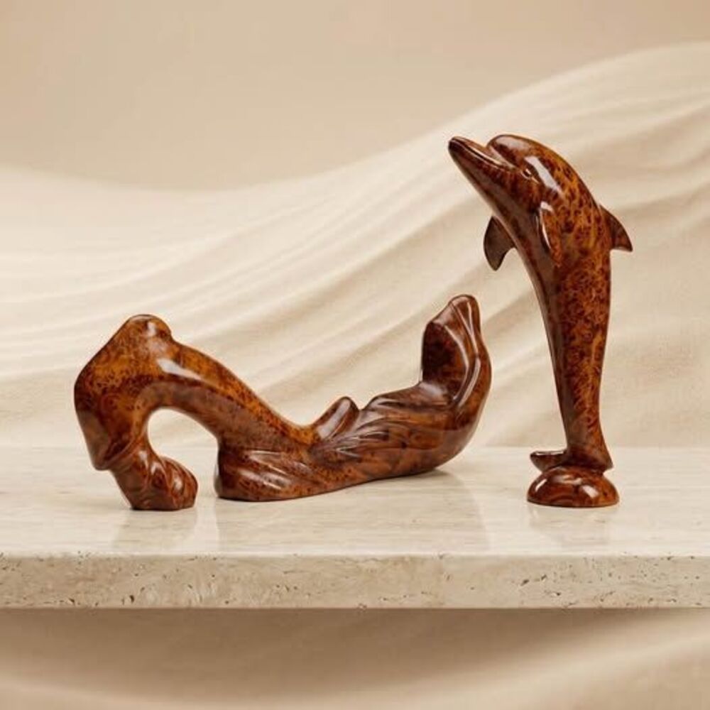 Huge 15" & 10.5" Faux Burlwood Decor Set